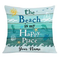 Personalized Beach Happy Place Pillow DB146 95O53 thumb 1