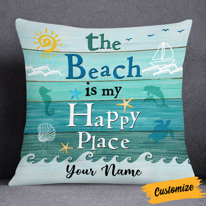 Personalized Beach Happy Place Pillow DB146 95O53 1