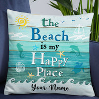 Personalized Beach Happy Place Pillow DB146 95O53 thumb 1