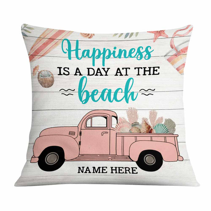 Personalized Happiness Is At The Beach Pillow DB146 23O58 1