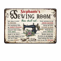 Personalized Family Sewing Room Rules Metal Sign DB149 81O47 thumb 1