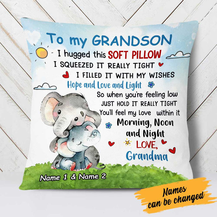 Personalized Grandson Elephant Hug This Pillow DB151 30O23 1