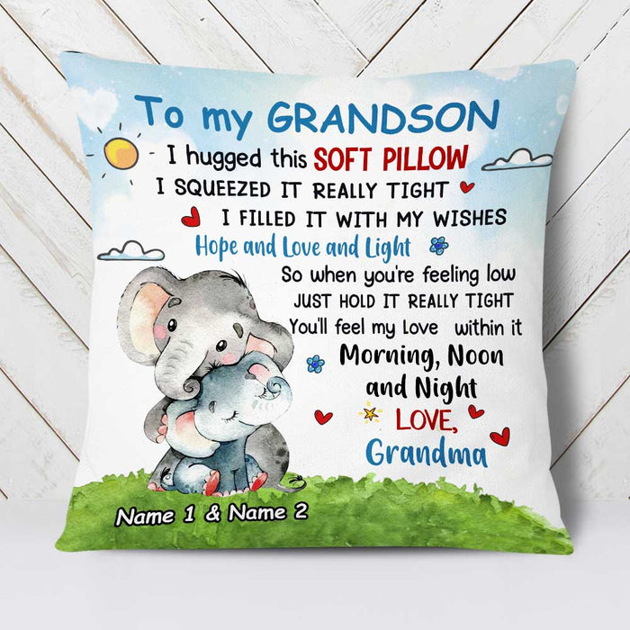 Personalized Grandson Elephant Hug This Pillow DB151 30O23 1