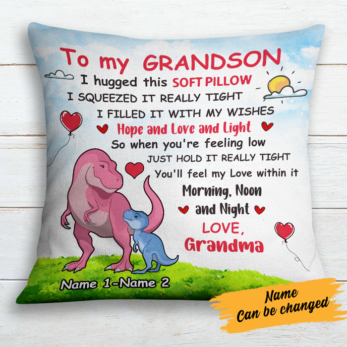 Personalized Grandson Dinosaur Pillow DB152 30O24 1
