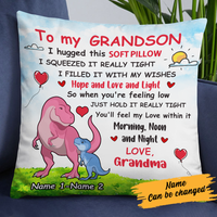 Personalized Grandson Dinosaur Pillow DB152 30O24 thumb 1