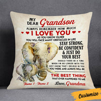 Personalized To My Son Grandson Elephant Pillow DB151 23O36 thumb 1
