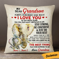 Personalized To My Son Grandson Elephant Pillow DB151 23O36 thumb 1