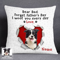 Personalized To Dog Dad Photo I Woof You Pillow DB158 95O53 thumb 1