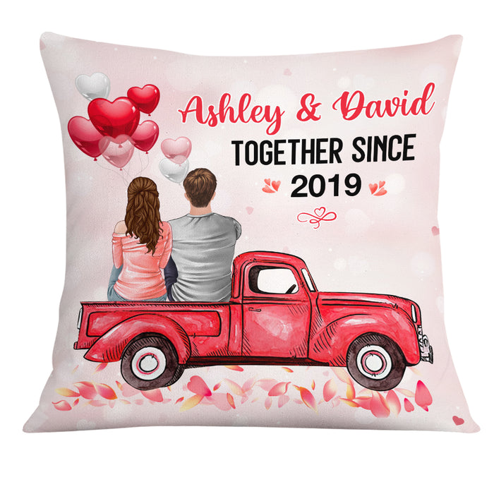 Personalized Valentine Couple Red Truck Pillow DB161 85O19 1