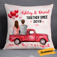 Personalized Valentine Couple Red Truck Pillow DB161 85O19 thumb 1