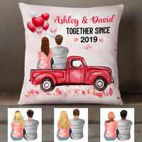 Personalized Valentine Couple Red Truck Pillow DB161 85O19 thumb 1
