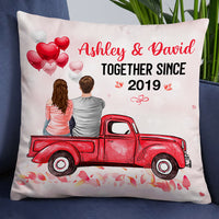 Personalized Valentine Couple Red Truck Pillow DB161 85O19 thumb 1