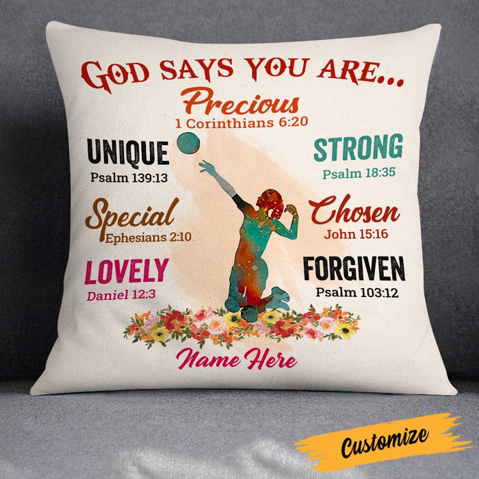 Personalized Love Volleyball God Says Pillow DB162 30O23 1