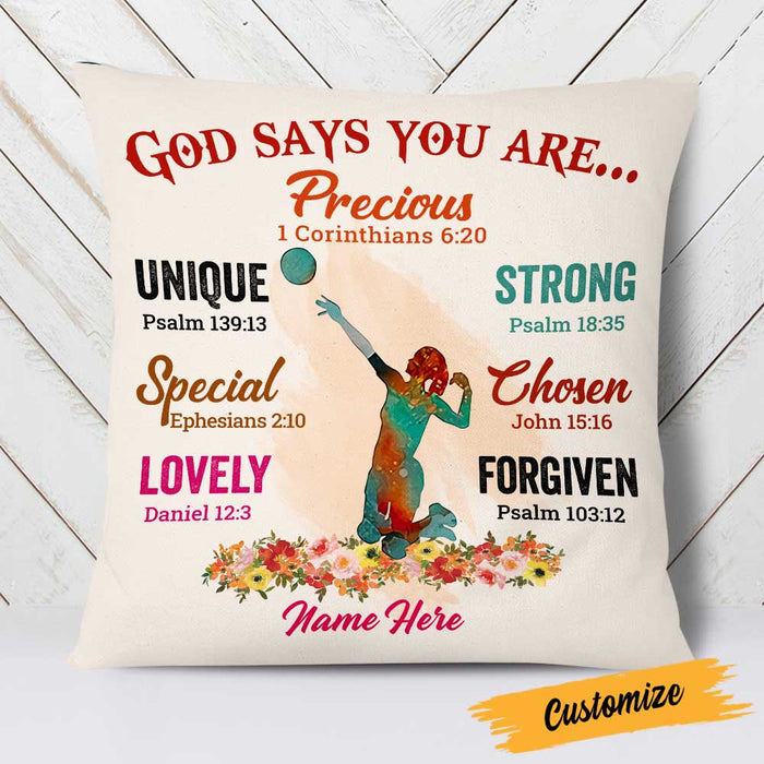 Personalized Love Volleyball God Says Pillow DB162 30O23 1