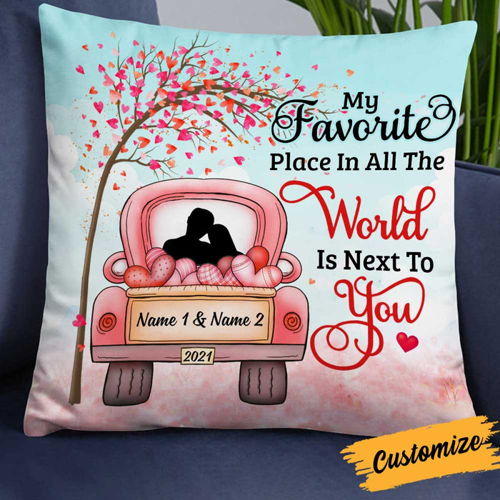 Personalized Valentine Couple Red Truck Pillow DB164 85O34 1