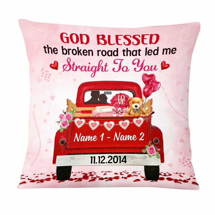 Personalized Valentine Couple Red Truck Pillow DB163 87O47 1