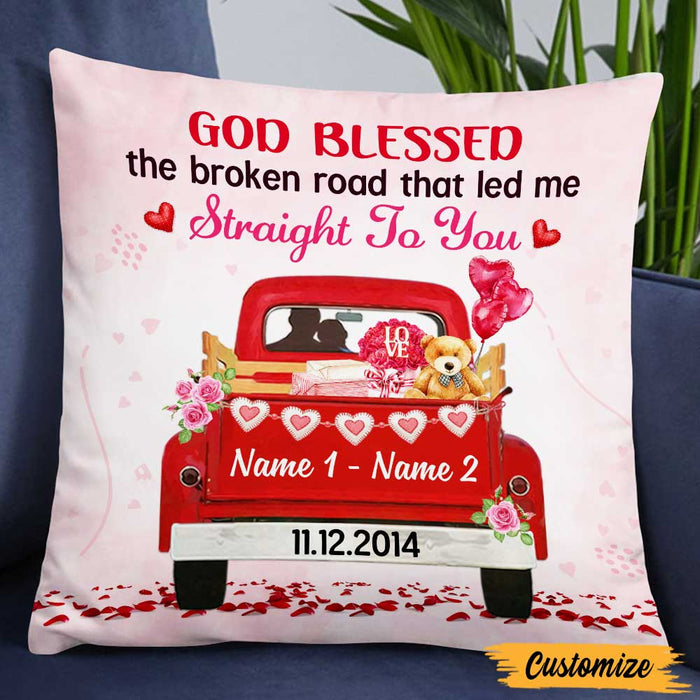 Personalized Valentine Couple Red Truck Pillow DB163 87O47 1