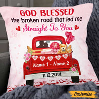 Personalized Valentine Couple Red Truck Pillow DB163 87O47 thumb 1