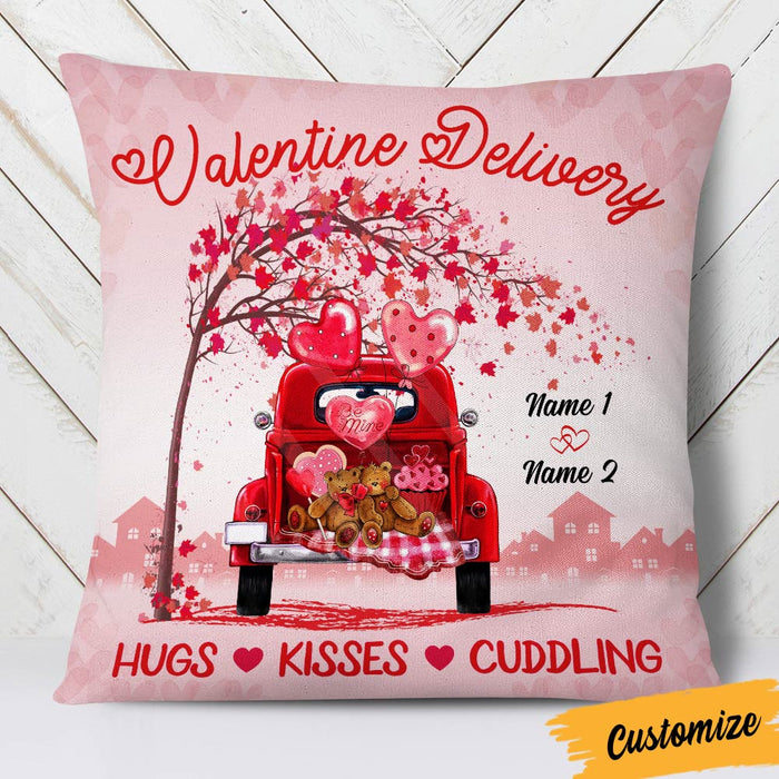 Hugs and Kisses Personalized Valentines Throw Pillow Cover