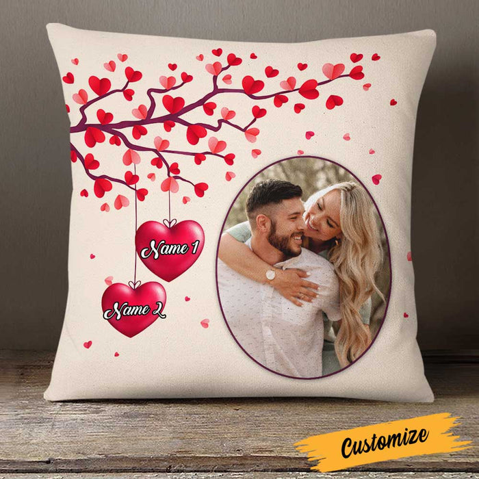 Personalized Valentine Couple Photo Heart Tree Pillow DB163 81O23 1