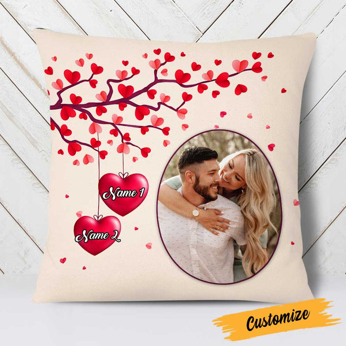 Personalized Valentine Couple Photo Heart Tree Pillow DB163 81O23 1