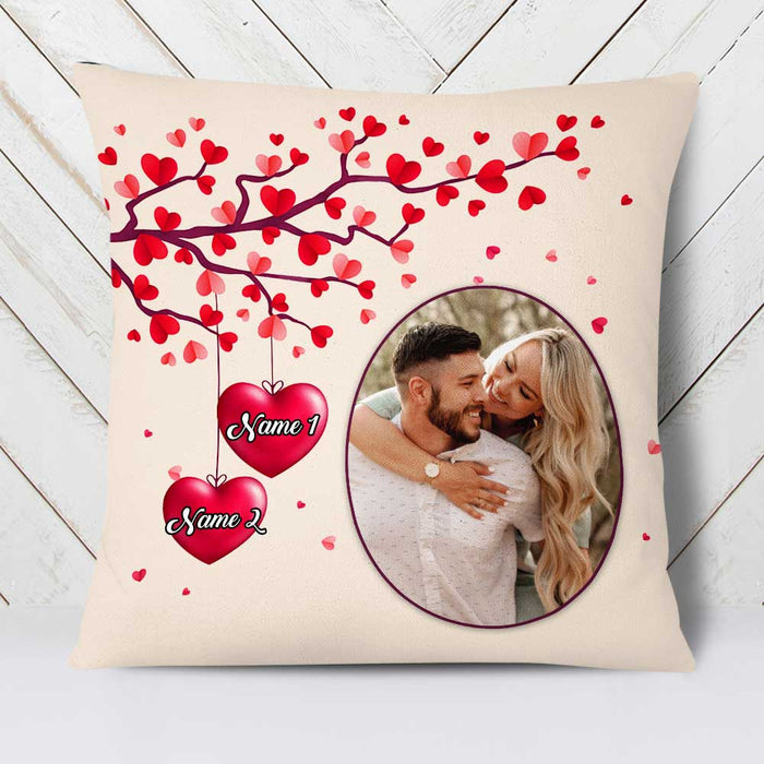 Personalized Valentine Couple Photo Heart Tree Pillow DB163 81O23 1