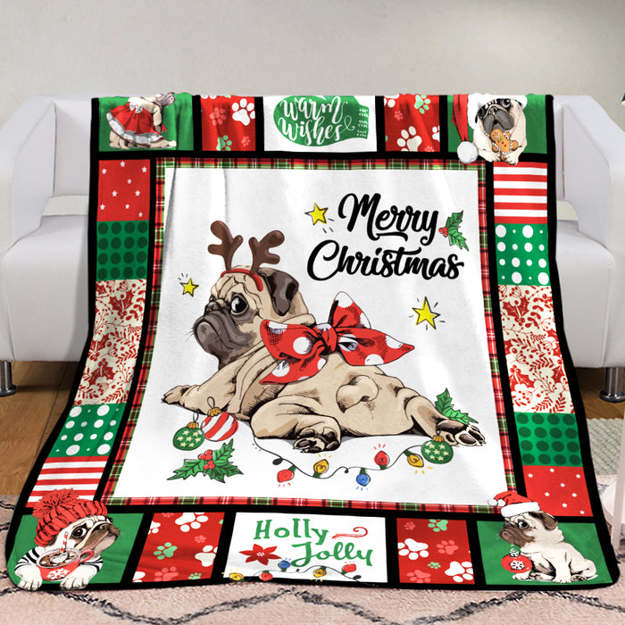 Pug Christmas Fleece Blanket OCT1102 82O33 1
