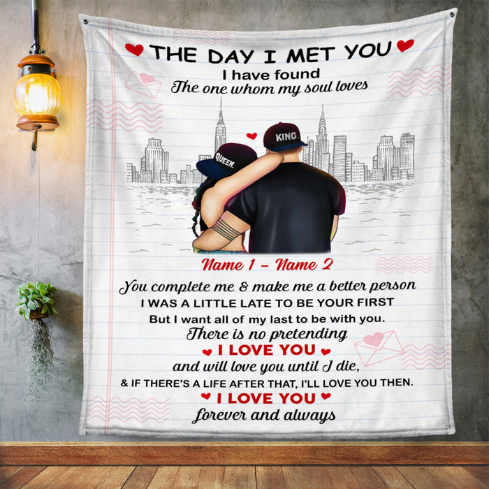 Personalized Couple The Day I Met You Blanket FB23 26O53 1