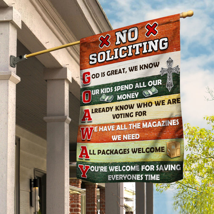 No Soliciting Go Away Sign Flag AG131 81O47 1