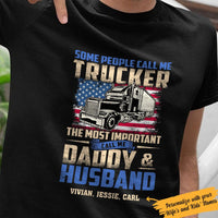 Personalized Trucker Dad & Husband T Shirt JN192 95O57 thumb 1