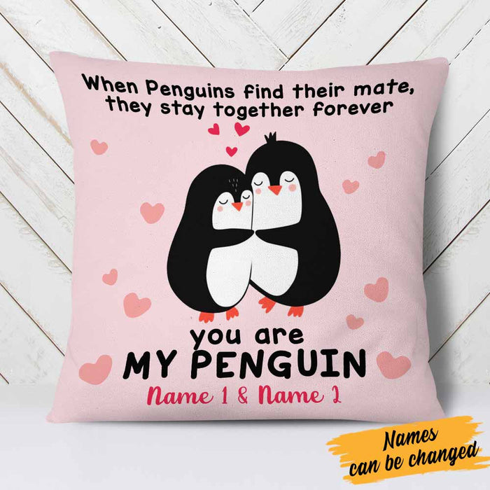 Personalized Valentine Couple Penguin Pillow DB167 30O58 1