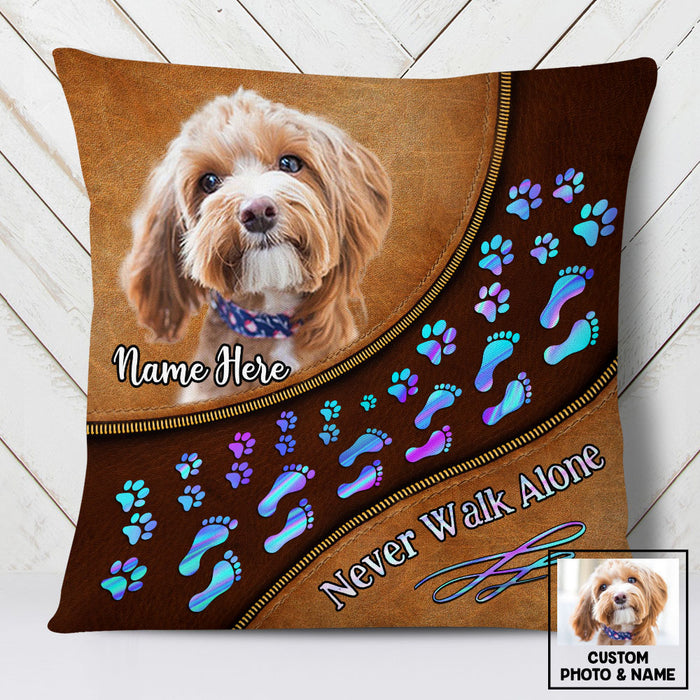 Personalized Dog Photo Never Walk Alone Pillow DB173 85O53 1
