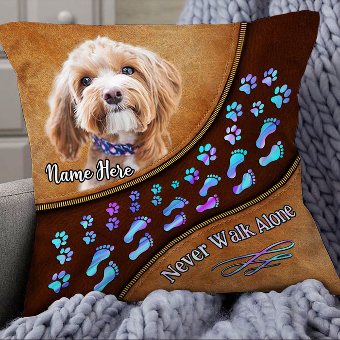 Personalized Dog Photo Never Walk Alone Pillow DB173 85O53 1