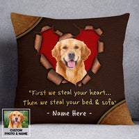 Personalized Dog Photo Steal Your Heart Pillow DB174 95O53 thumb 1