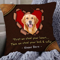 Personalized Dog Photo Steal Your Heart Pillow DB174 95O53 thumb 1