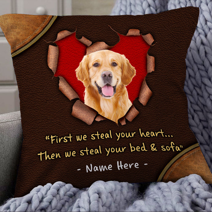 Personalized Dog Photo Steal Your Heart Pillow DB174 95O53 1