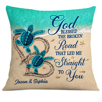 Personalized Couple Love Turtle Pillow DB201 81O24 thumb 1