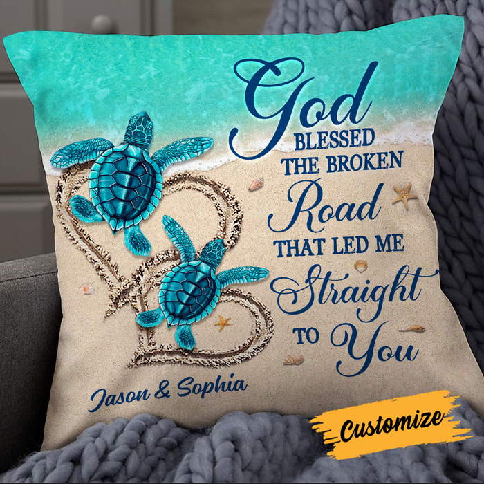 Personalized Couple Love Turtle Pillow DB201 81O24 1