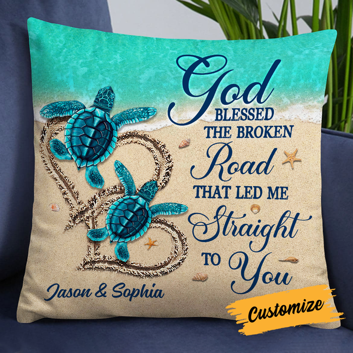 Personalized Couple Love Turtle Pillow DB201 81O24 1