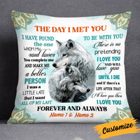 Personalized Couple Love Wolf Husband Wife The Day I Met You Pillow DB205 85O34 thumb 1