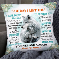 Personalized Couple Love Wolf Husband Wife The Day I Met You Pillow DB205 85O34 thumb 1
