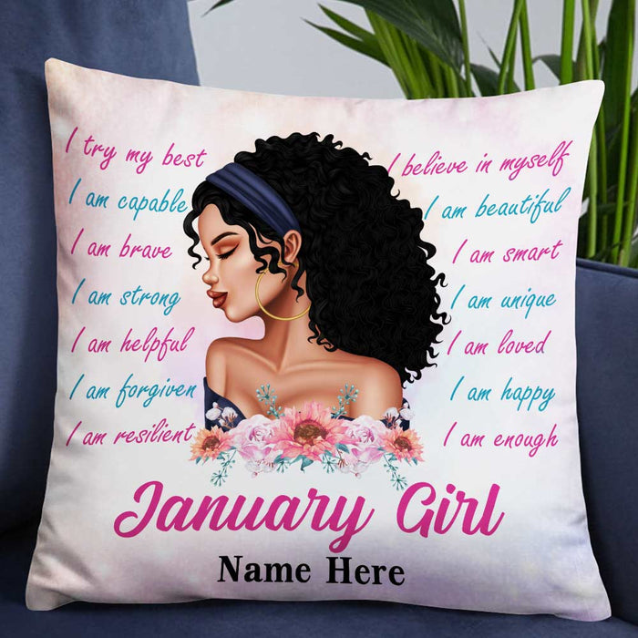 Personalized BWA Birthday Queen Positive Affirmations I Am Pillow DB214 85O57 1