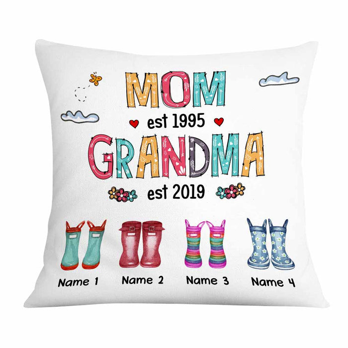 Personalized Mom Grandma Grandkids Boots Pillow DB224 81O58 1