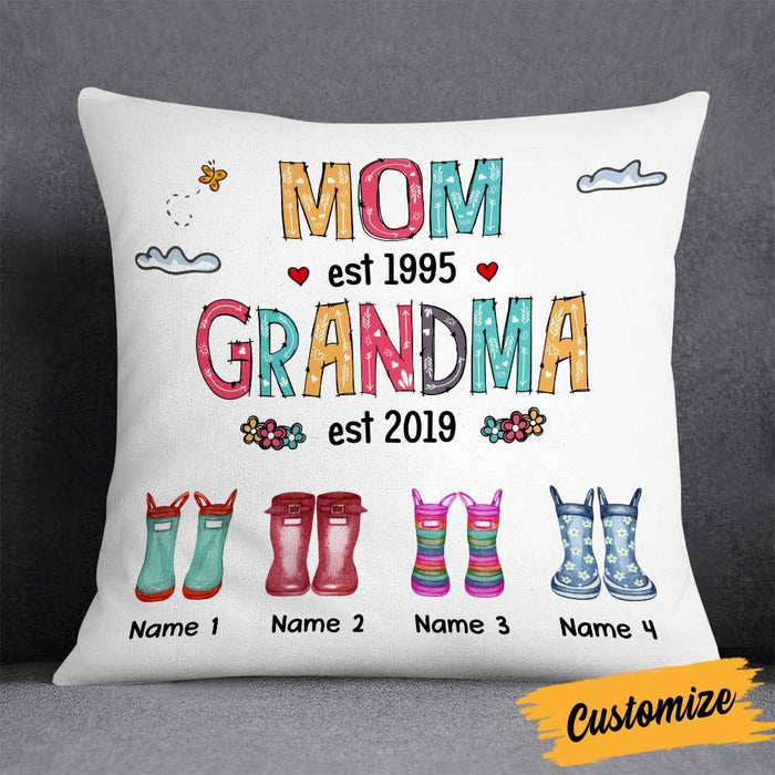 Personalized Mom Grandma Grandkids Boots Pillow DB224 81O58 1