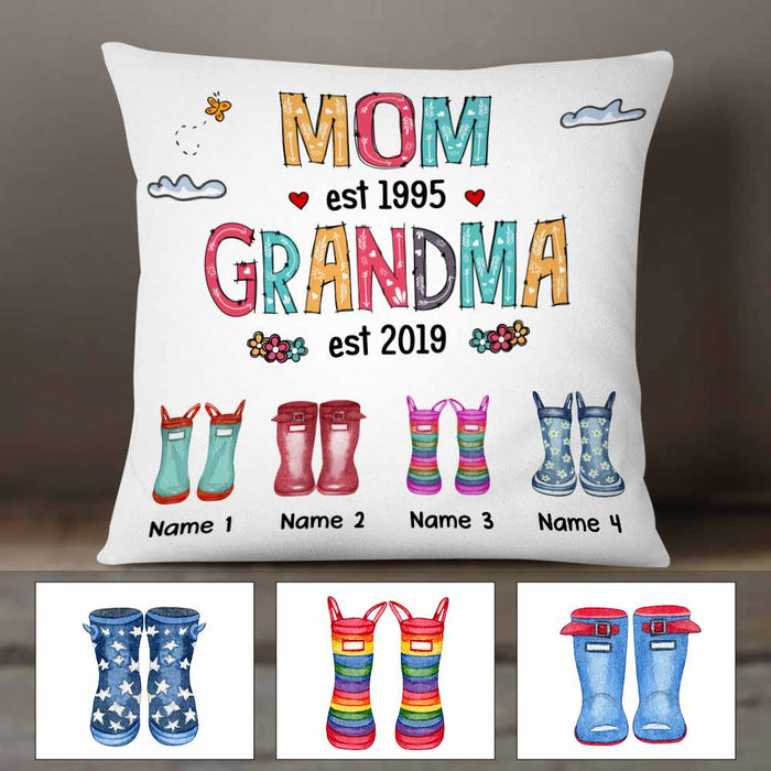Personalized Mom Grandma Grandkids Boots Pillow DB224 81O58 1