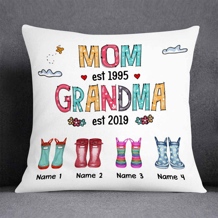 Personalized Mom Grandma Grandkids Boots Pillow DB224 81O58 1