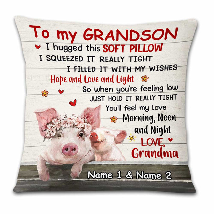 Personalized Pig Grandson Hug This Pillow DB224 95O23 1