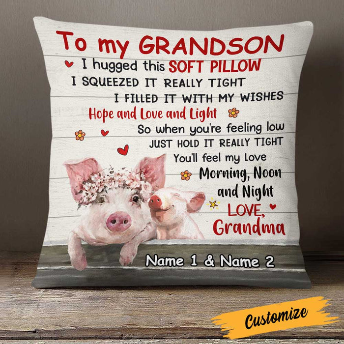 Personalized Pig Grandson Hug This Pillow DB224 95O23 1