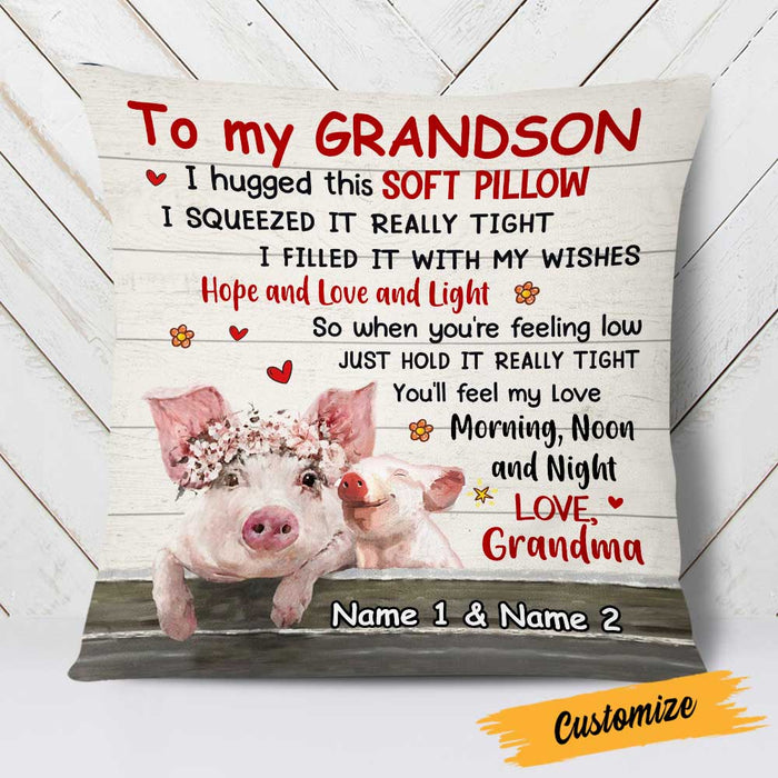 Personalized Pig Grandson Hug This Pillow DB224 95O23 1