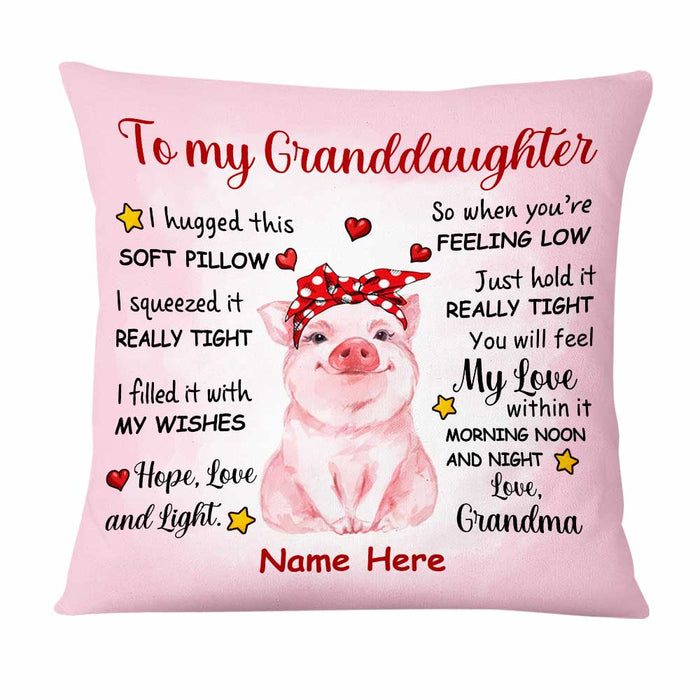 Personalized Grandma To Granddaughter Pig Pillow DB225 95O47 1